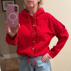 Red Hooded Women's Jacket